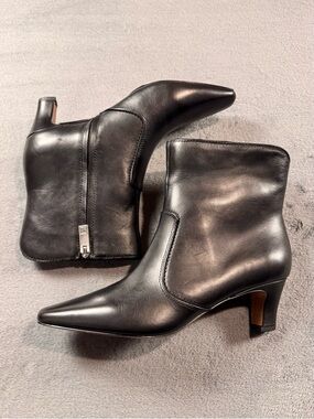 Franco Sarto Alexandria Black Leather Ankle Booties